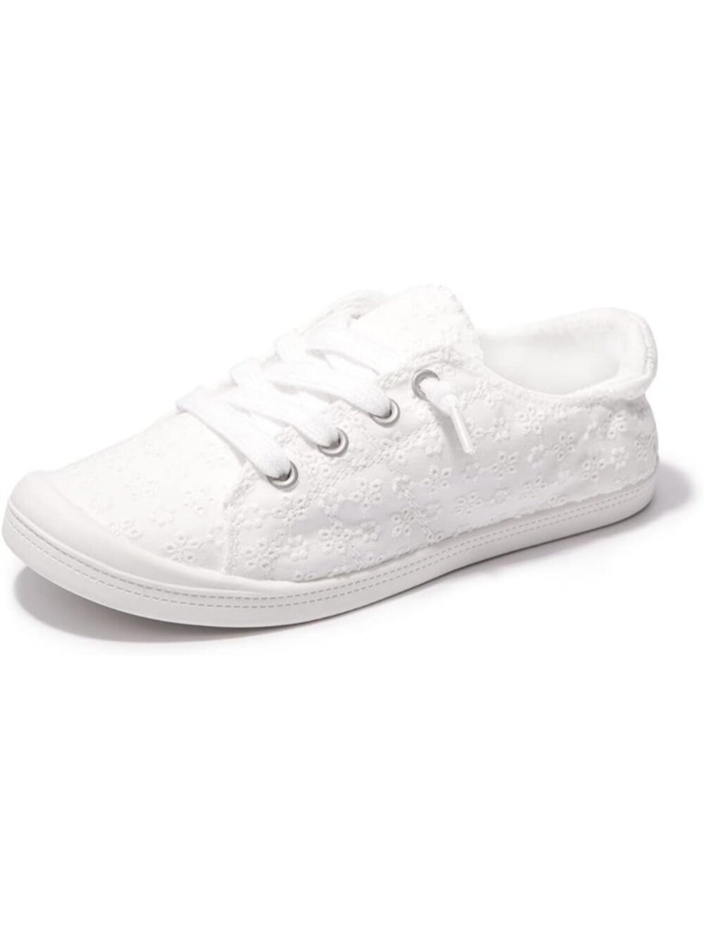 Womens White Canvas Slipon Canvas Sneaker Low Top Walking Shoes Fashion Sneakers